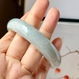 57.4mm A-Grade Greyish Green Jadeite Modern Round Bangle No.151882