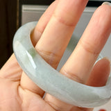 57.4mm A-Grade Greyish Green Jadeite Modern Round Bangle No.151882