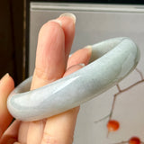 57.4mm A-Grade Greyish Green Jadeite Modern Round Bangle No.151882
