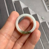 21.6mm A-Grade Natural White Green Jadeite Ring Band No. 161699