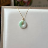 SOLD OUT: A-Grade Natural Moss On Snow Jadeite Ancient Coin Donut Pendant No.172581
