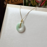 SOLD OUT: A-Grade Natural Moss On Snow Jadeite Ancient Coin Donut Pendant No.172581