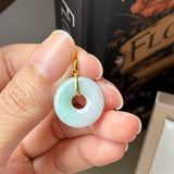 SOLD OUT: A-Grade Natural Moss On Snow Jadeite Ancient Coin Donut Pendant No.172581