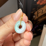 SOLD OUT: A-Grade Natural Moss On Snow Jadeite Ancient Coin Donut Pendant No.172581
