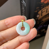 SOLD OUT: A-Grade Natural Moss On Snow Jadeite Ancient Coin Donut Pendant No.172581