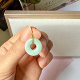 SOLD OUT: A-Grade Natural Moss On Snow Jadeite Ancient Coin Donut Pendant No.172582