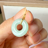 SOLD OUT: A-Grade Natural Moss On Snow Jadeite Ancient Coin Donut Pendant No.172582
