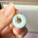 SOLD OUT: A-Grade Natural Moss On Snow Jadeite Ancient Coin Donut Pendant No.172582