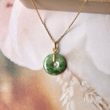 SOLD OUT: A-Grade Natural Imperial Green Jadeite Ancient Coin Donut Pendant No.172219