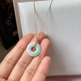 SOLD OUT: A-Grade Natural Moss On Snow Jadeite Ancient Coin Donut Pendant No.172583