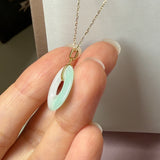 SOLD OUT: A-Grade Natural Moss On Snow Jadeite Ancient Coin Donut Pendant No.172583