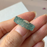 18mm Icy A-Grade Natural Bluish Green Jadeite Plum Blossom Ring Band No.162585