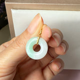 SOLD OUT: A-Grade Natural Moss On Snow Jadeite Ancient Coin Donut Pendant No.172583