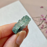 18mm Icy A-Grade Natural Bluish Green Jadeite Plum Blossom Ring Band No.162585