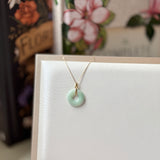 SOLD OUT: A-Grade Natural Moss On Snow Jadeite Ancient Coin Donut Pendant No.172584