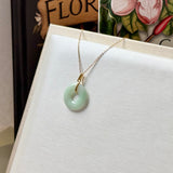 SOLD OUT: A-Grade Natural Moss On Snow Jadeite Ancient Coin Donut Pendant No.172584