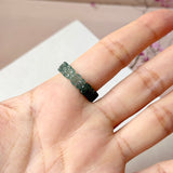 17mm Icy A-Grade Natural Bluish Green Jadeite Plum Blossom Ring Band No.162586