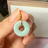SOLD OUT: A-Grade Natural Moss On Snow Jadeite Ancient Coin Donut Pendant No.172584