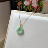 SOLD OUT: A-Grade Natural Moss On Snow Jadeite Ancient Coin Donut Pendant No.172585