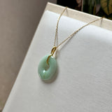 SOLD OUT: A-Grade Natural Moss On Snow Jadeite Ancient Coin Donut Pendant No.172585