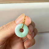 SOLD OUT: A-Grade Natural Moss On Snow Jadeite Ancient Coin Donut Pendant No.172585