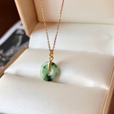 A-Grade Natural Imperial Floral Jadeite Ancient Coin Donut Pendant No.172220