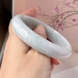 57.6mm A-Grade Light Green Jadeite Modern Round Bangle No.151883