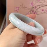 57.6mm A-Grade Light Green Jadeite Modern Round Bangle No.151883