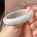 57.6mm A-Grade Light Green Jadeite Modern Round Bangle No.151883