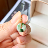 A-Grade Natural Imperial Floral Jadeite Ancient Coin Donut Pendant No.172220