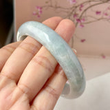 57.6mm A-Grade Light Green Jadeite Modern Round Bangle No.151883