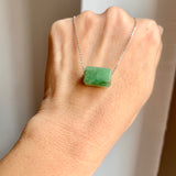 A-Grade Natural Green Jadeite Rectangle Barrel No. 172793