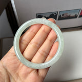 55.2mm A-Grade Natural Light Green Jadeite Traditional Round Bangle No.152037