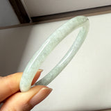 55.2mm A-Grade Natural Light Green Jadeite Traditional Round Bangle No.152037