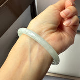 55.2mm A-Grade Natural Light Green Jadeite Traditional Round Bangle No.152037