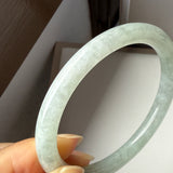 55.2mm A-Grade Natural Light Green Jadeite Traditional Round Bangle No.152037