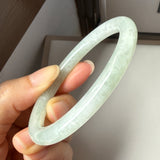 55.2mm A-Grade Natural Light Green Jadeite Traditional Round Bangle No.152037