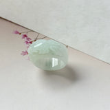 17.9mm A-Grade Natural Light Green Jadeite Joseon Ring Band With Sakura Flowers Carving No.162592
