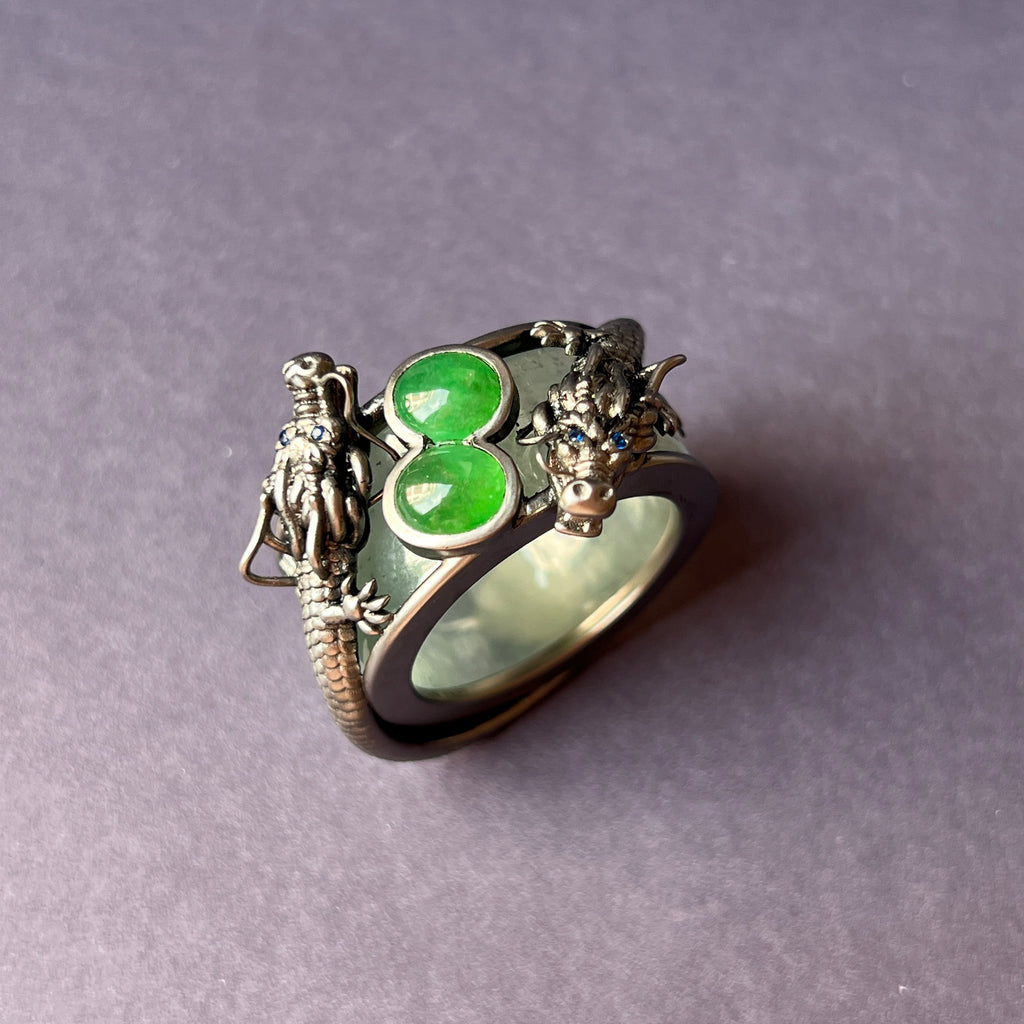 Bespoke A-Grade Natural Dragon Jadeite Ring No.162286
