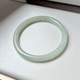 SOLD OUT: 55.9mm A-Grade Natural Light Green Jadeite Traditional Round Bangle No.152038