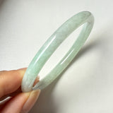 SOLD OUT: 55.9mm A-Grade Natural Light Green Jadeite Traditional Round Bangle No.152038