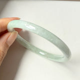 SOLD OUT: 55.9mm A-Grade Natural Light Green Jadeite Traditional Round Bangle No.152038