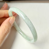 SOLD OUT: 55.9mm A-Grade Natural Light Green Jadeite Traditional Round Bangle No.152038