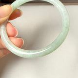SOLD OUT: 55.9mm A-Grade Natural Light Green Jadeite Traditional Round Bangle No.152038