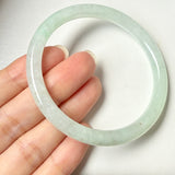 SOLD OUT: 55.9mm A-Grade Natural Light Green Jadeite Traditional Round Bangle No.152038