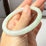SOLD OUT: 55.9mm A-Grade Natural Light Green Jadeite Traditional Round Bangle No.152038
