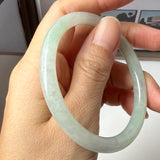SOLD OUT: 55.9mm A-Grade Natural Light Green Jadeite Traditional Round Bangle No.152038