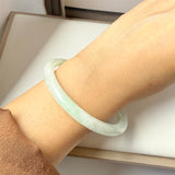 SOLD OUT: 55.9mm A-Grade Natural Light Green Jadeite Traditional Round Bangle No.152038