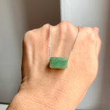 A-Grade Natural Green Jadeite Rectangle Barrel No. 172794