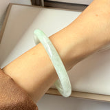 SOLD OUT: 55.9mm A-Grade Natural Light Green Jadeite Traditional Round Bangle No.152038